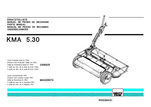 Deutz-Fahr KMA 5.30 Mower 2003_04MA01 Parts Manual Catalog Pdf Download