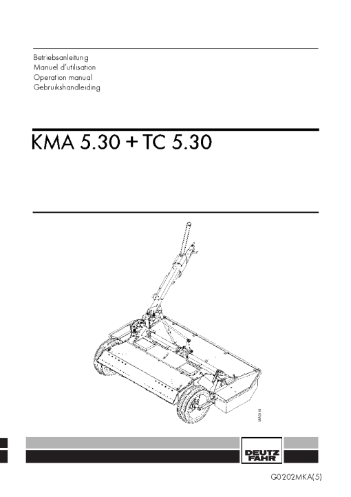 Deutz-Fahr KMA 5.30 TC 5.30 Conditioners Rear mounted 2002 - 02MKA01 Operation Maintenance Manual PDF download