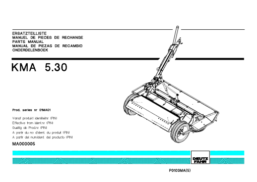 Deutz-Fahr KMA 5.30 TC 5.30 Mower 2001_01MA01 Parts Manual Catalog Pdf Download