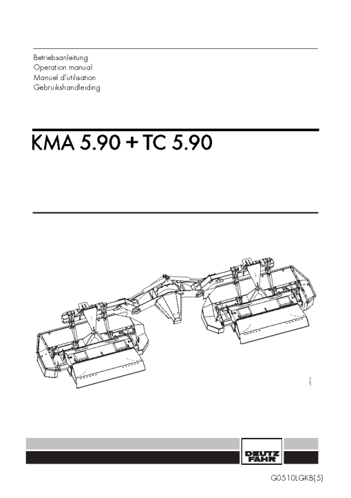 Deutz-Fahr KMA 5.90 TC 5.90 Mower 2006-04LGKB01 Operation Maintenance Manual PDF download