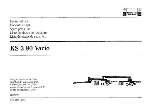 Deutz-Fahr KS 3.80 Vario 1998 Parts Manual Catalog Pdf Download