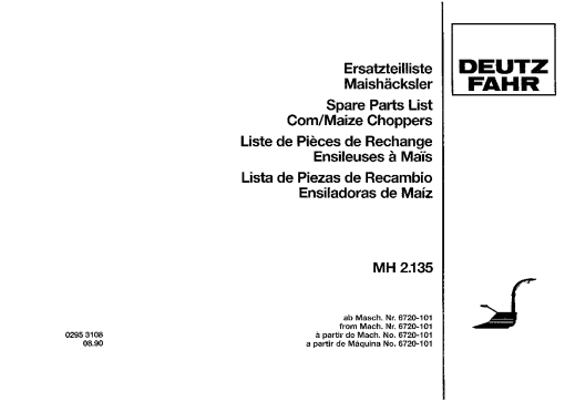 Deutz-Fahr MH 2.135 Ersatzteilenlist Parts Manual Catalog Pdf Download