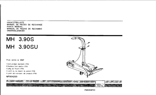 Deutz-Fahr MH 3.90S 3.90SU Maize choppers P9805NP Parts Manual Catalog Pdf Download
