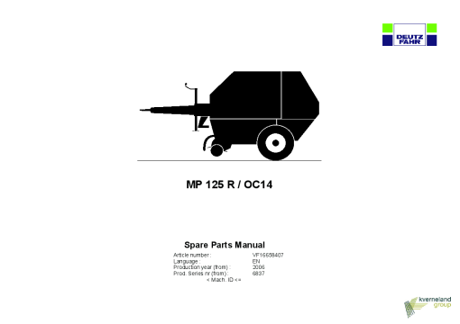 Deutz-Fahr MP 125R-OC14 Balers Round Fixed chamber 2006 Parts Manual Catalog Pdf Download