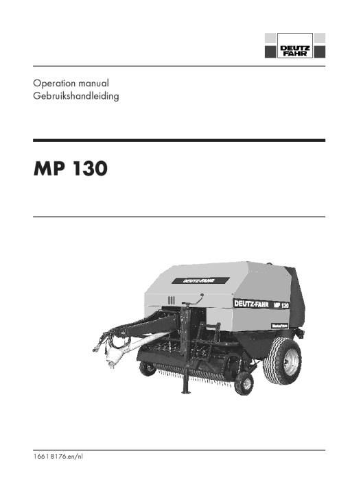 Deutz-Fahr MP 130 Balers Round Fixed chamber 1996 EN NL Operation Maintenance Manual PDF download