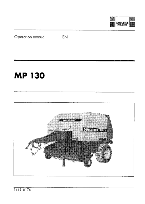 Deutz-Fahr MP 130 Balers Round Fixed chamber 1996 Operation Maintenance Manual PDF download