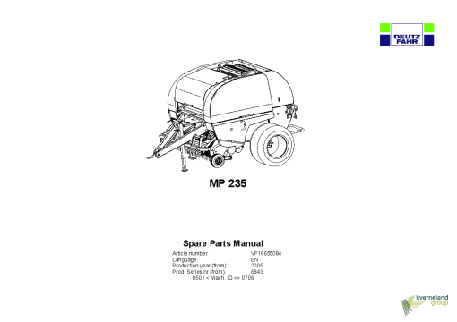 Deutz-Fahr MP 235 Balers Round Fixed chamber 2005 Parts Manual Catalog Pdf Download