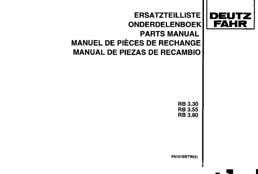 Deutz-Fahr RB 3.30 3.55 3.80 Balers Round Variable chamber 1997 Parts Manual Catalog Pdf Download