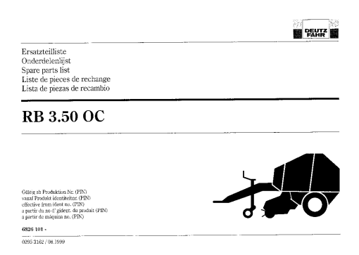 Deutz-Fahr RB 3.50 Balers Round Fixed chamber 1992 Parts Manual Catalog Pdf Download