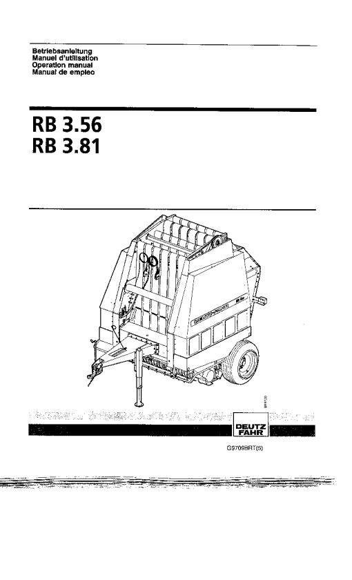 Deutz-Fahr RB 3.56 3.81 Balers Round Variable chamber 1997 Operation Maintenance Manual PDF download