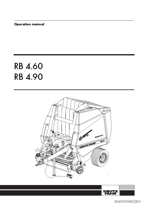 Deutz-Fahr RB 4.60 4.90 Baler Round Variable chamber 2001 G0402WAD Operation Maintenance Manual PDF download