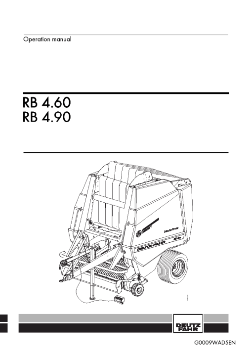 Deutz-Fahr RB 4.60 4.90 Baler Round Variable chamber 2001 Operation Maintenance Manual PDF download