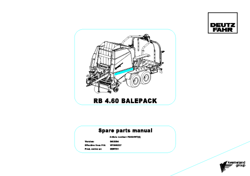 Deutz-Fahr RB 4.60 BalePack Baler-wrapper chamber 2004 Parts Manual Catalog Pdf Download