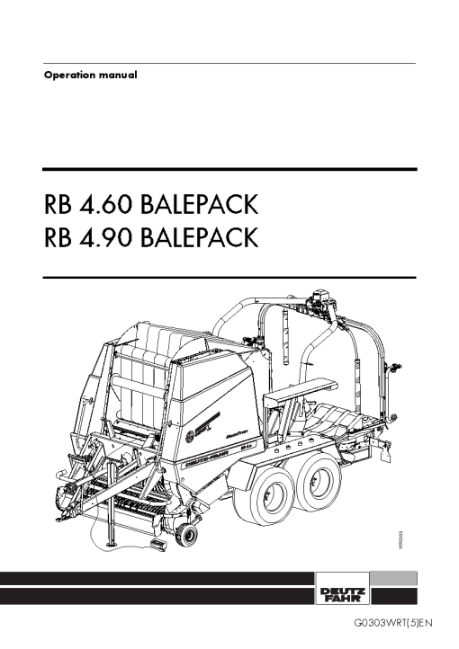 Deutz-Fahr RB 4.60 RB 4.90 BalePack Baler-wrapper chamber 2003 Operation Maintenance Manual PDF download