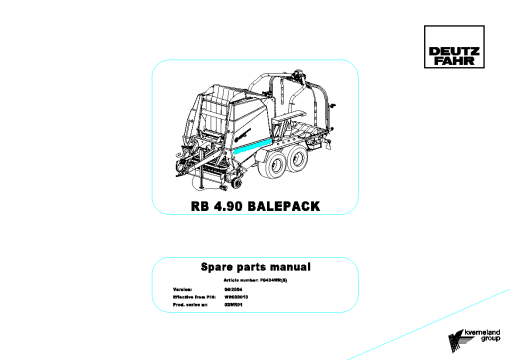 Deutz-Fahr RB 4.90 BalePack Baler-wrapper chamber 2004 Parts Manual Catalog Pdf Download
