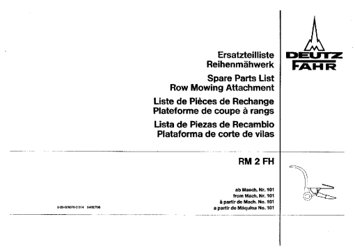 Deutz-Fahr RM 2 FH Parts Manual Catalog Pdf Download