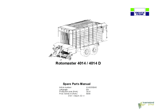 Deutz-Fahr RotoMaster 4014 4014D Conveyer Rotor 2014 Parts Manual Catalog Pdf Download