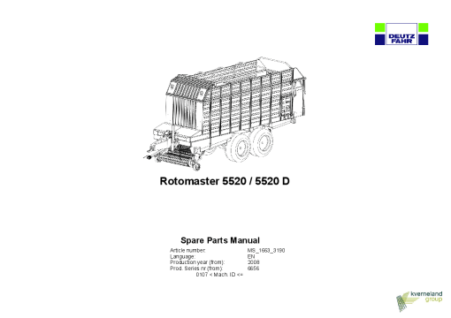 Deutz-Fahr RotoMaster 5520 5520D Conveyer Rotor 2008 Parts Manual Catalog Pdf Download