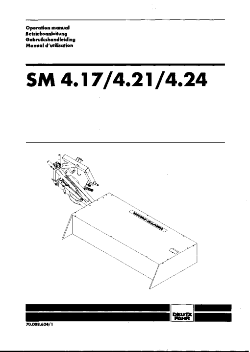 Deutz-Fahr SM 4.17 4.21 4.24 Mower 1998-1999 Parts Manual Catalog Pdf Download