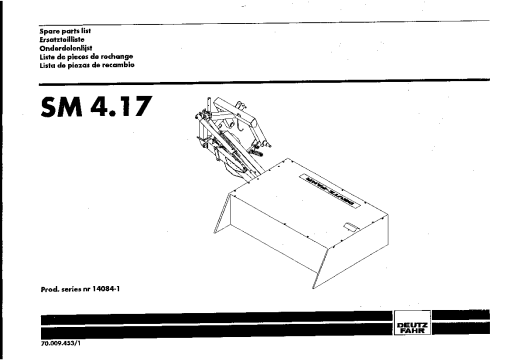 Deutz-Fahr SM 4.17 Mower 2001-2002 Parts Manual Catalog Pdf Download