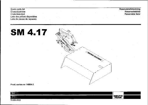 Deutz-Fahr SM 4.17 Mower 2003-2004 Parts Manual Catalog Pdf Download
