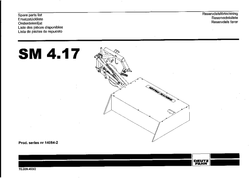 Deutz-Fahr SM 4.17 Mower 2003 Parts Manual Catalog Pdf Download