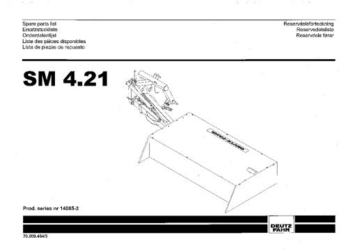 Deutz-Fahr SM 4.21 Mower 2002-2003 Parts Manual Catalog Pdf Download