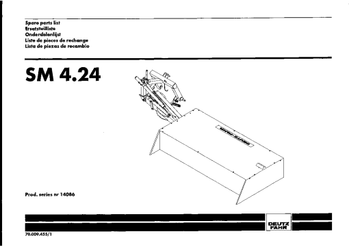 Deutz-Fahr SM 4.24 Mower 1999-2000 SN 14086 Parts Manual Catalog Pdf Download
