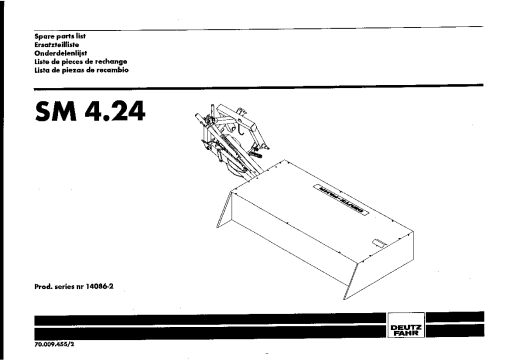 Deutz-Fahr SM 4.24 Mower 2000-2002 SN 14086-2 Parts Manual Catalog Pdf Download