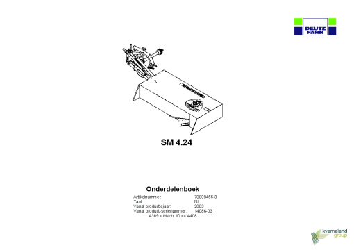 Deutz-Fahr SM 4.24 Mower 2003 SN 4389-4408 Parts Manual Catalog Pdf Download