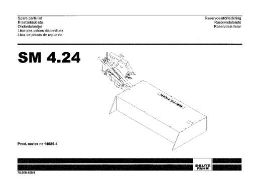 Deutz-Fahr SM 4.24 Mower 2004 SN 14086-4 Parts Manual Catalog Pdf Download