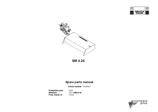 Deutz-Fahr SM 4.24 Mower 2006 Sn 14249 Parts Manual Catalog Pdf Download