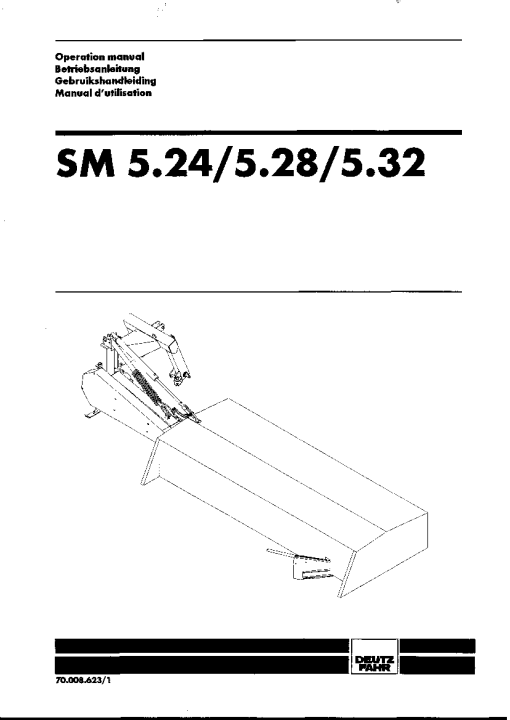 Deutz-Fahr SM 5.24 5.28 5.28 5.32 Mower 1998-1999 Operation Maintenance Manual PDF download