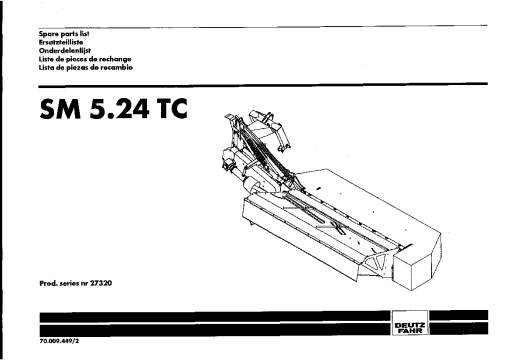 Deutz-Fahr SM 5.24 TC Mower 1999-2000 Parts Manual Catalog Pdf Download