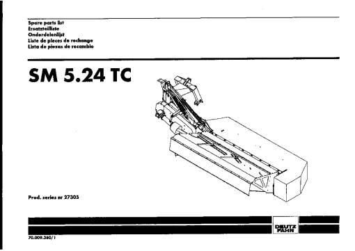 Deutz-Fahr SM 5.24 TC Mower 1999 Parts Manual Catalog Pdf Download