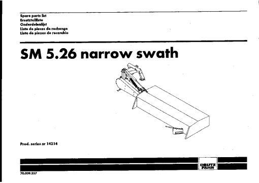 Deutz-Fahr SM 5.26 Narow Swath Parts Manual Catalog Pdf Download