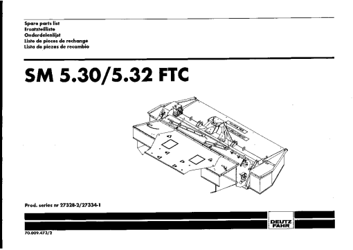 Deutz-Fahr SM 5.30 5.32 FTC Mower 2001 Operation Maintenance Manual PDF download