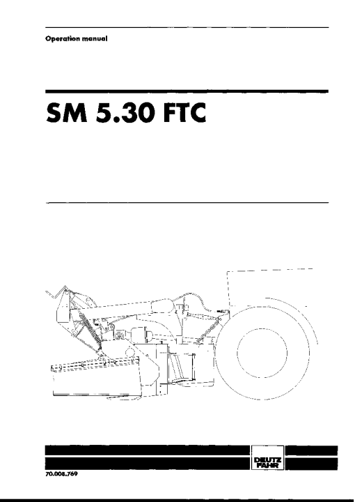 Deutz-Fahr SM 5.30 FTC Mower 1998-1999 Operation Maintenance Manual PDF download