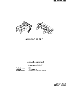 Deutz-Fahr SM 5.30 SM 5.32 FRC Mower 2008 Operation Maintenance Manual PDF download