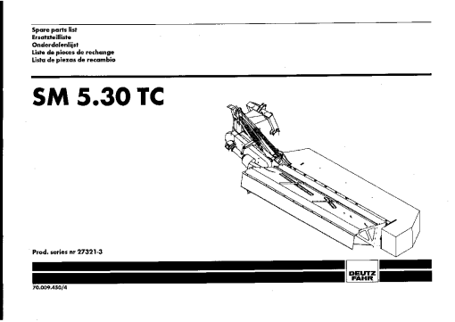 Deutz-Fahr SM 5.30 TC Mower 2001 Parts Manual Catalog Pdf Download