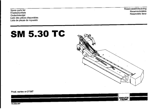 Deutz-Fahr SM 5.30 TC Mower 2003 Parts Manual Catalog Pdf Download