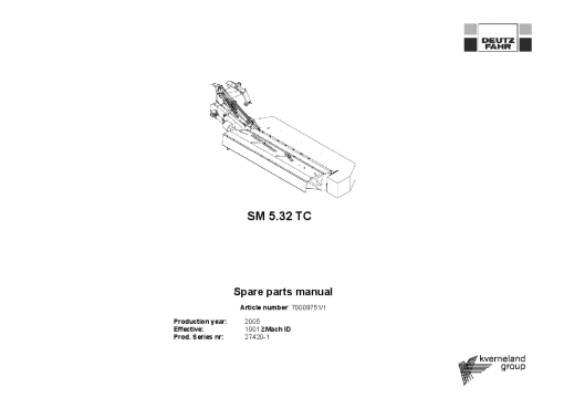 Deutz-Fahr SM 5.32 TC Mower 2001 Parts Manual Catalog Pdf Download