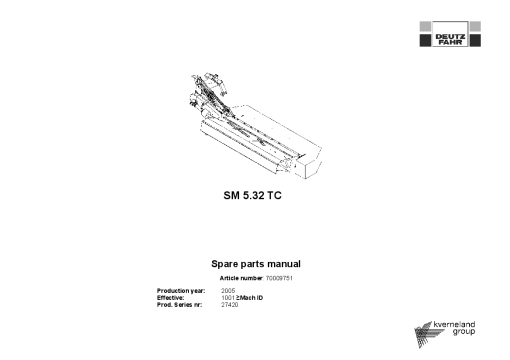 Deutz-Fahr SM 5.32 TC Mower 2005 Operation Maintenance Manual PDF download