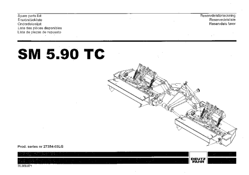 Deutz-Fahr SM 5.90 TC Mower 2003 Parts Manual Catalog Pdf Download