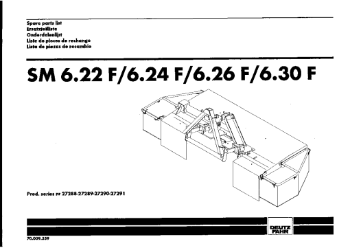Deutz-Fahr SM 6.22F 6.24F 6.26F 6.30F Mower 1998 Parts Manual Catalog Pdf Download