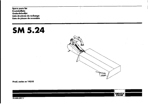 Deutz-Fahr SM5.24 Mower 1998 SN 14210 Parts Manual Catalog Pdf Download