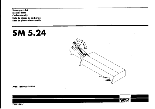 Deutz-Fahr SM5.24 Mower SN 14216 Parts Manual Catalog Pdf Download