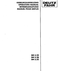 Deutz-Fahr SM5.24 SM5.28 SM5.32 Mower 1996-1998 Operation Maintenance Manual PDF download