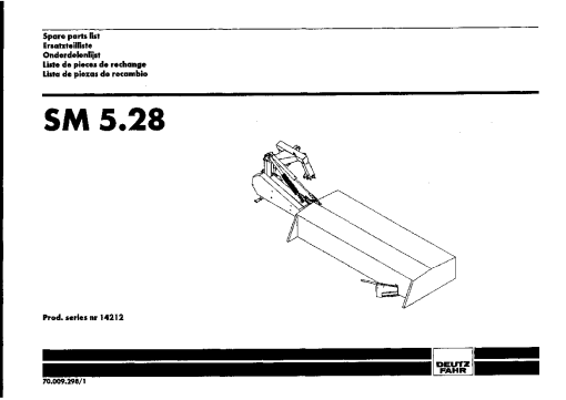 Deutz-Fahr SM5.28 Mower 1998 SN 14212 Parts Manual Catalog Pdf Download