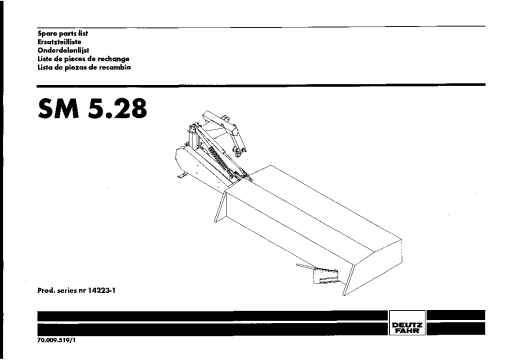 Deutz-Fahr SM5.28 Mower 2001-2002 SN 14223-1 Parts Manual Catalog Pdf Download